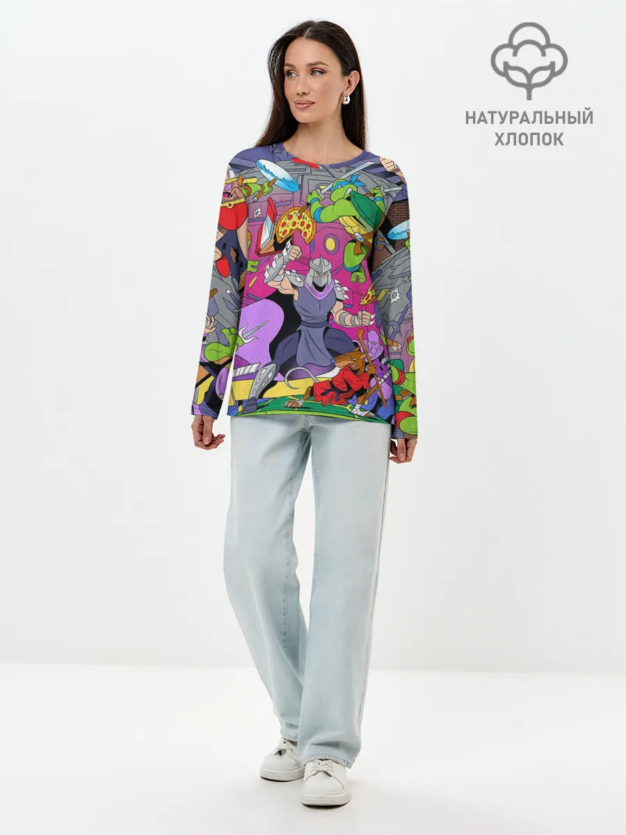 Лонгслив женский. Хлопок / ЧЕРЕПАШКИ