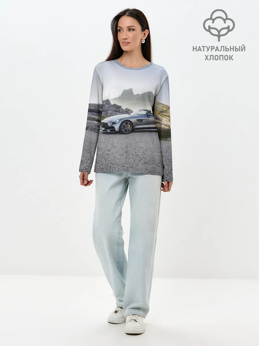 Лонгслив женский. Хлопок / Mercedes V8 Biturbo