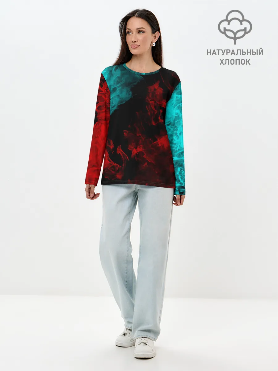 Лонгслив женский. Хлопок / НЕОНОВЫЙ ОГОНЬ