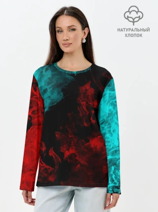 Лонгслив женский. Хлопок / НЕОНОВЫЙ ОГОНЬ