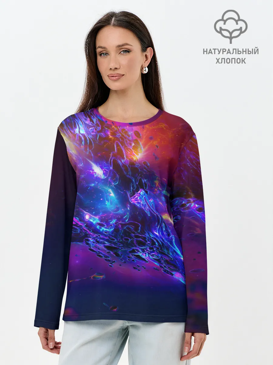 Лонгслив женский. Хлопок / SPACE ABSTRACT