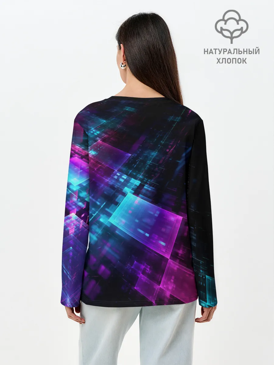 Лонгслив женский. Хлопок / НЕОНОВАЯ АБСТРАКЦИЯ
