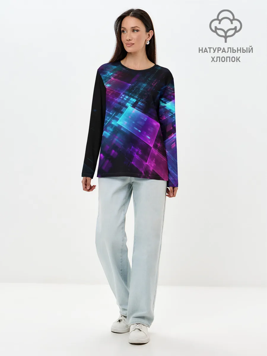 Лонгслив женский. Хлопок / НЕОНОВАЯ АБСТРАКЦИЯ