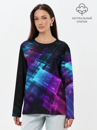 Лонгслив женский. Хлопок / НЕОНОВАЯ АБСТРАКЦИЯ