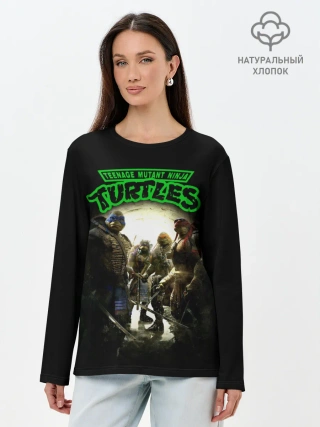 Лонгслив женский. Хлопок / Черепашки - ниндзя