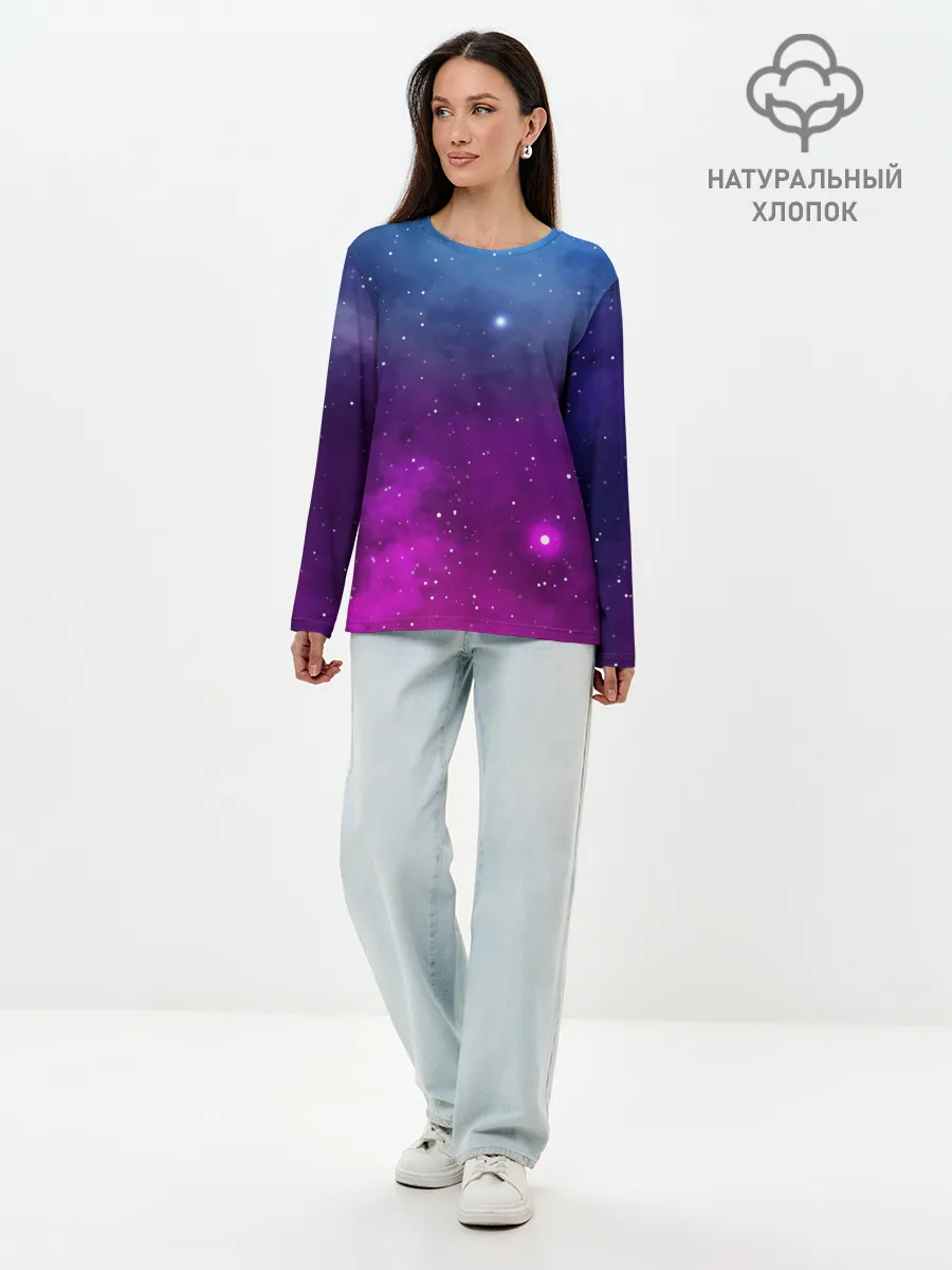 Лонгслив женский. Хлопок / НЕОНОВЫЙ КОСМОС