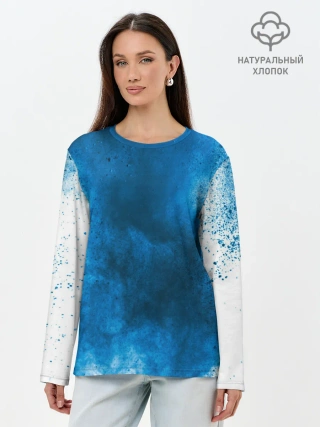 Лонгслив женский. Хлопок / СИНИЙ ДЫМ