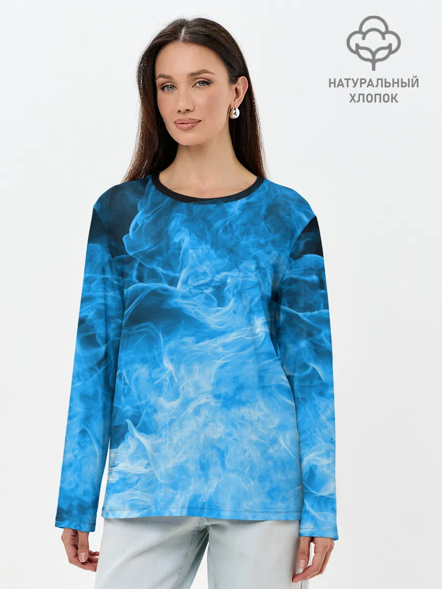 Лонгслив женский. Хлопок / ОГОНЬ BLUE