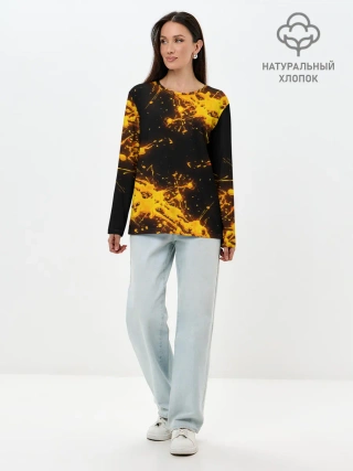 Лонгслив женский. Хлопок / БРЫЗГИ КРАСКИ NEON