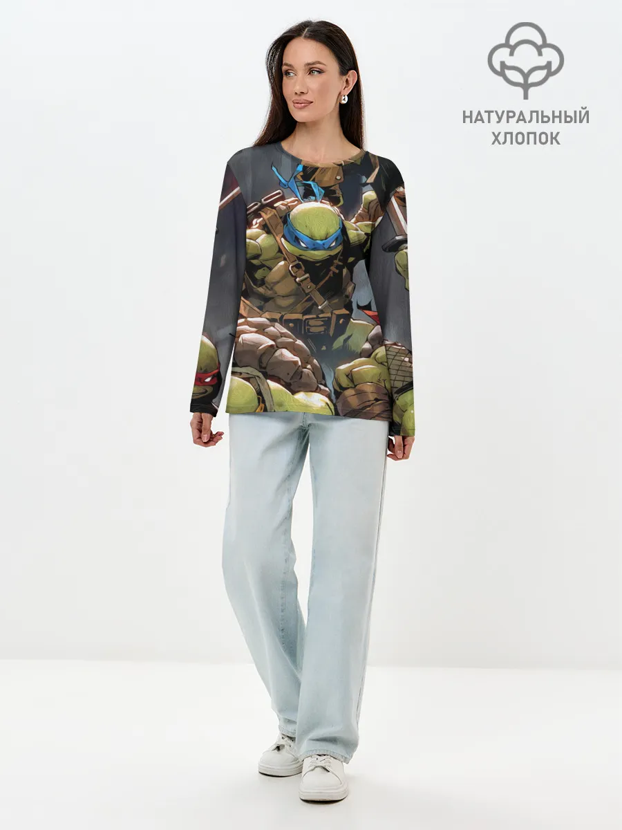 Лонгслив женский. Хлопок / ЧЕРЕПАШКИ