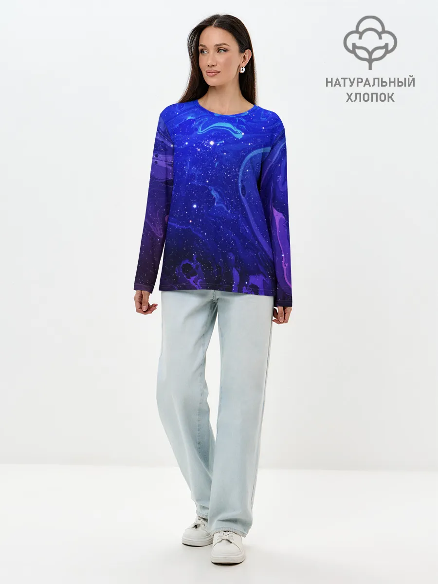 Лонгслив женский. Хлопок / СИНИЙ КОСМОС