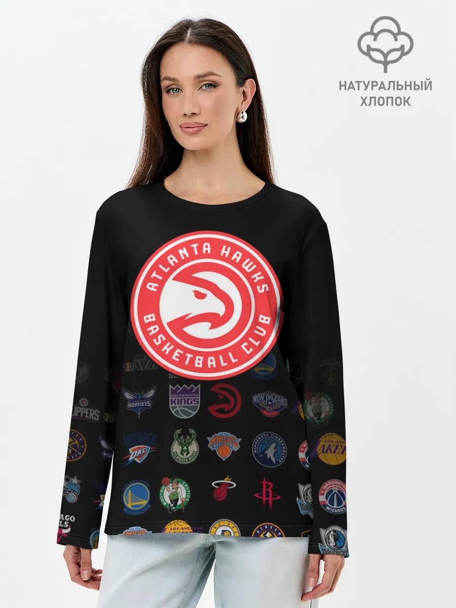 Лонгслив женский. Хлопок / Atlanta Hawks