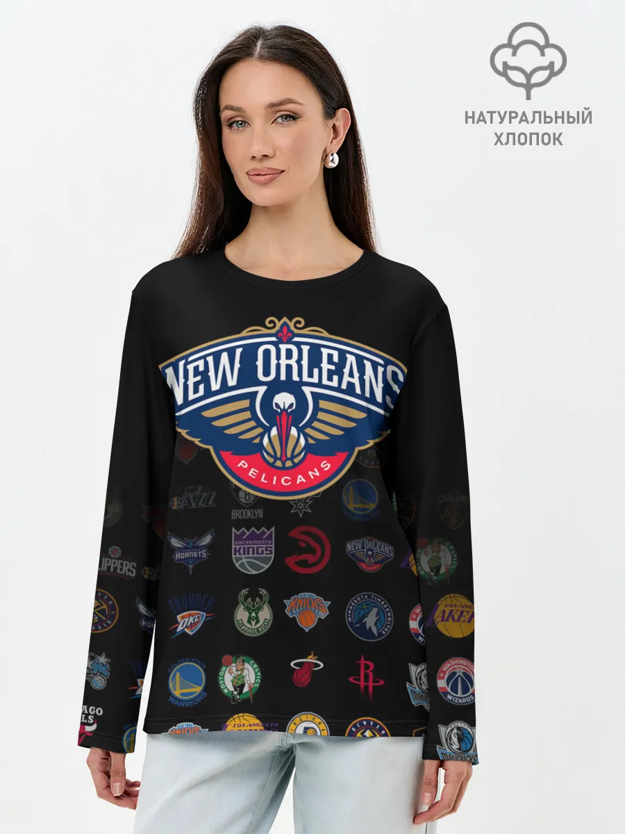 Лонгслив женский. Хлопок / New Orleans Pelicans