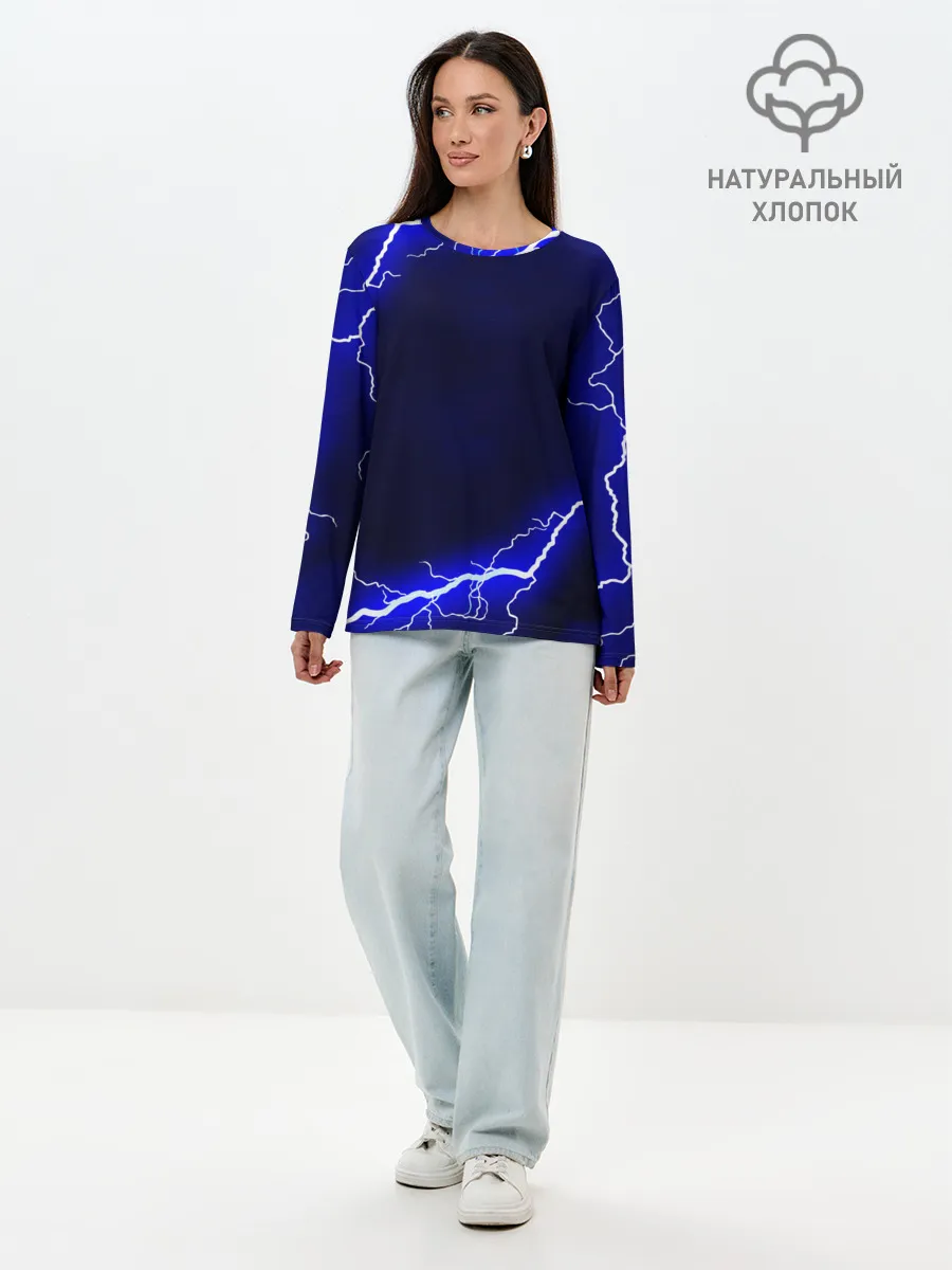 Лонгслив женский. Хлопок / СИНИЕ МОЛНИИ