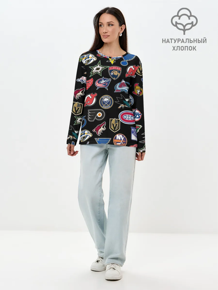 Лонгслив женский. Хлопок / NBA PATTERN