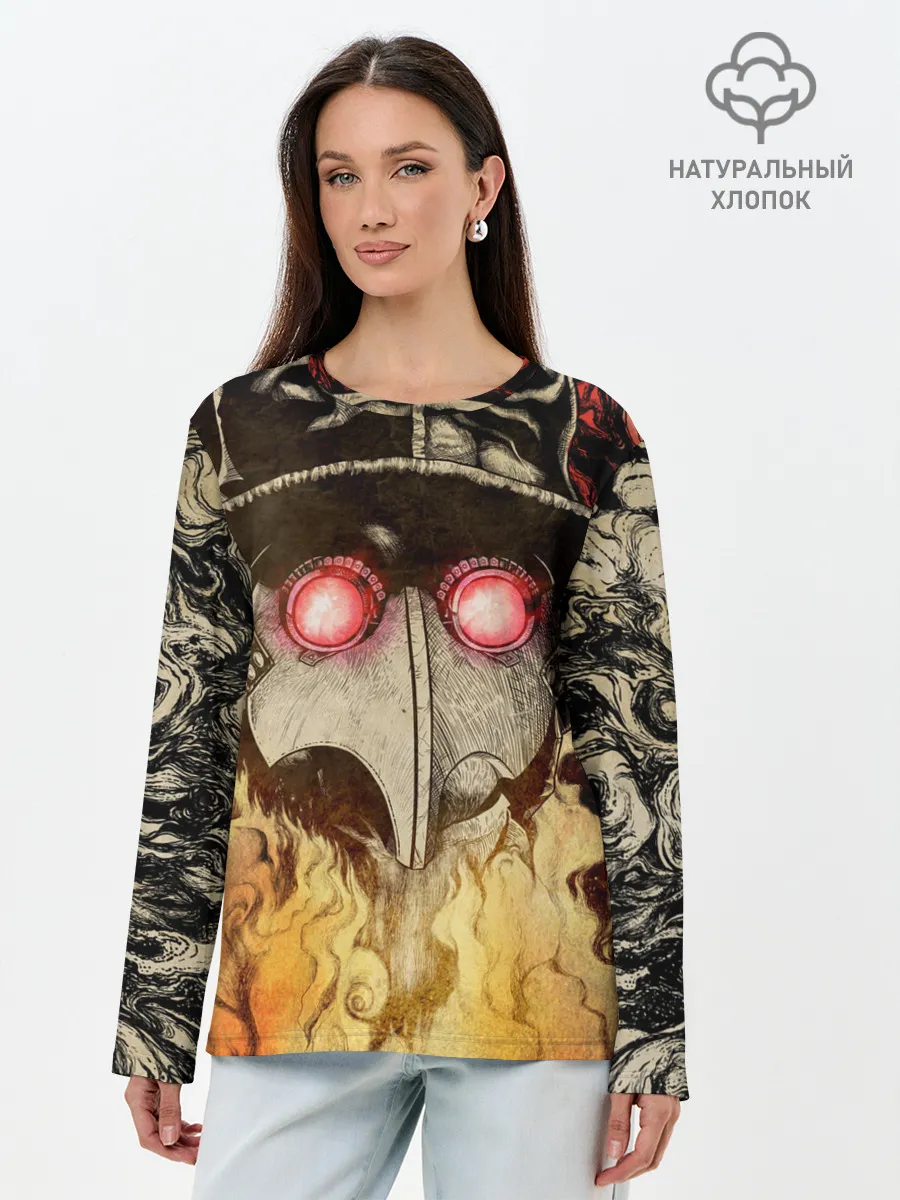 Лонгслив женский. Хлопок / Чумной доктор Мор