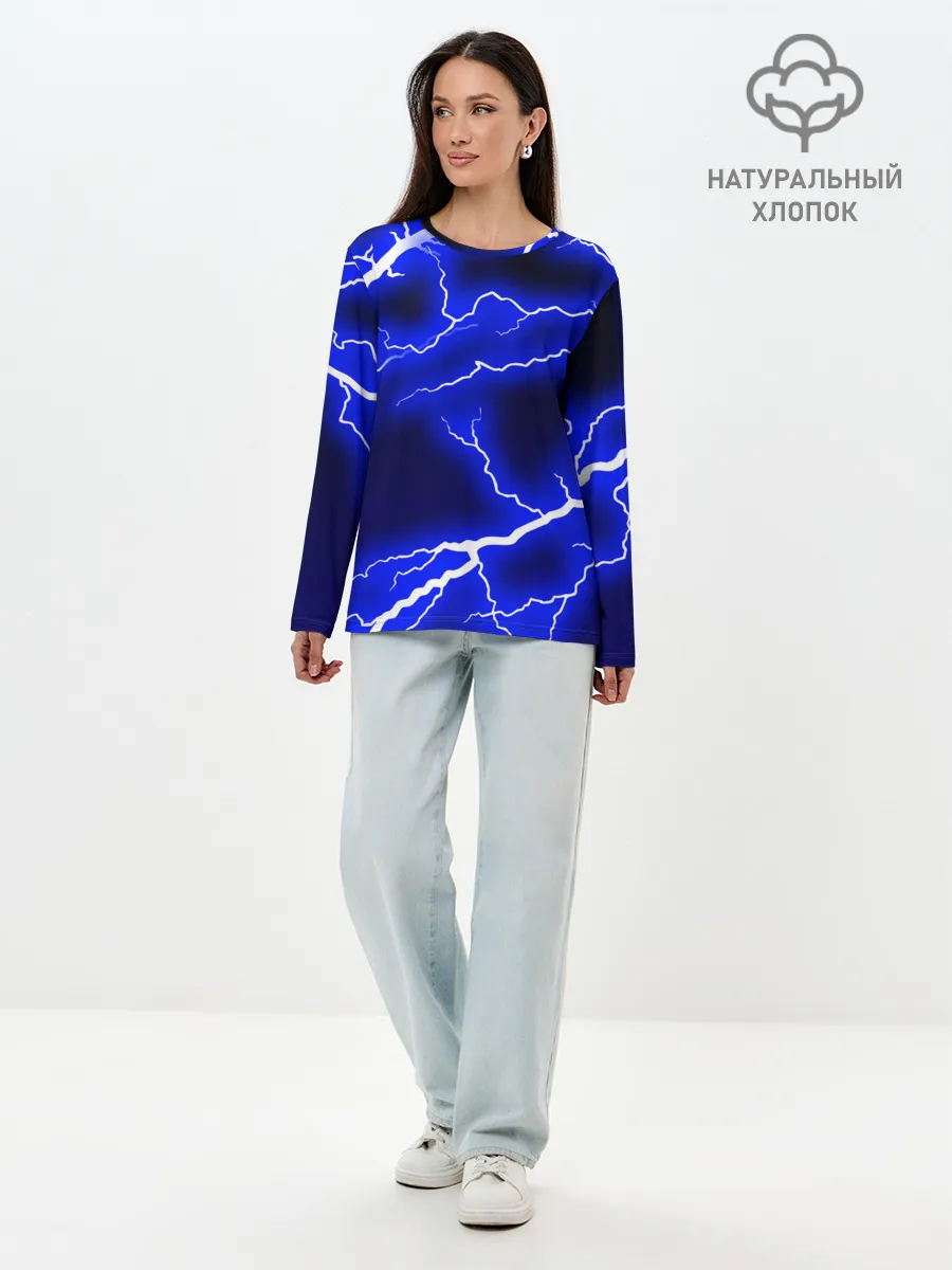 Лонгслив женский. Хлопок / СИНИЕ МОЛНИИ