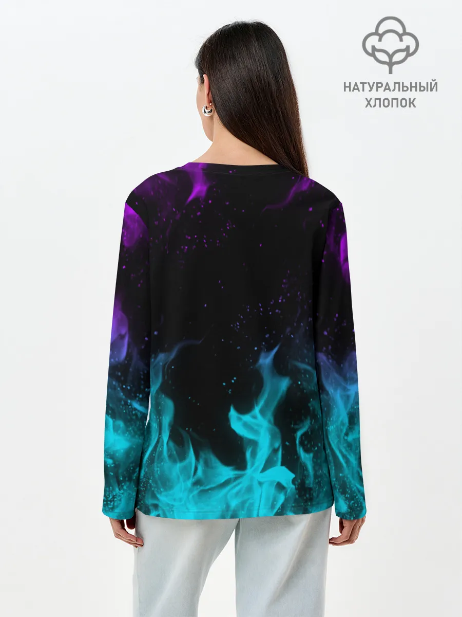 Лонгслив женский. Хлопок / НЕОНОВЫЙ ОГОНЬ | NEON FIRE