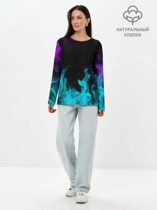 Лонгслив женский. Хлопок / НЕОНОВЫЙ ОГОНЬ | NEON FIRE