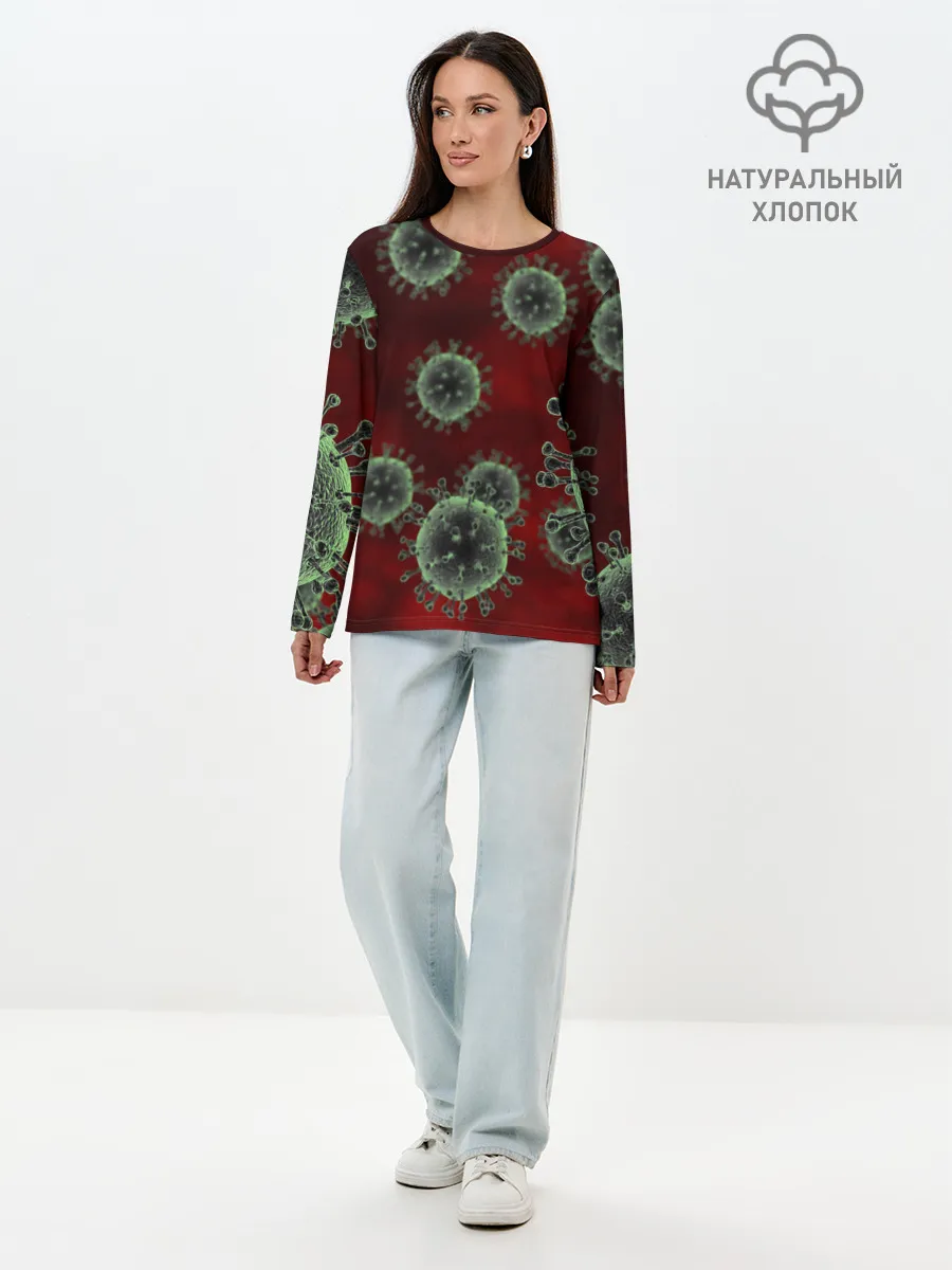 Лонгслив женский. Хлопок / COVID-19