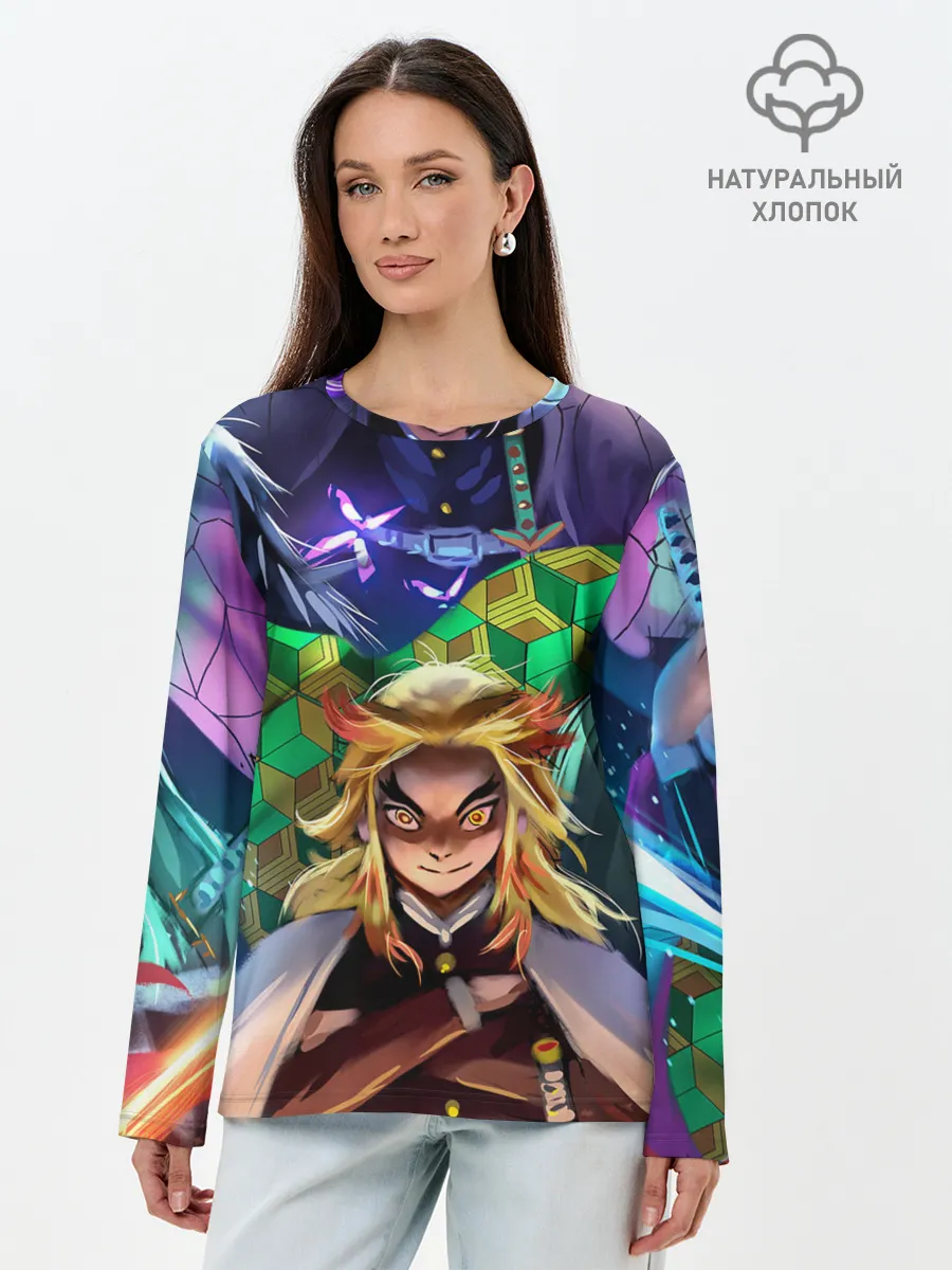 Лонгслив женский. Хлопок / KIMETSU NO YAIBA вместе