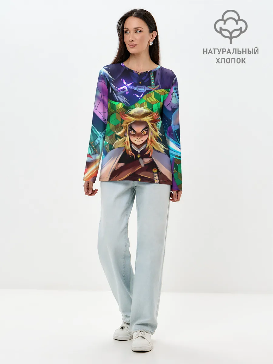 Лонгслив женский. Хлопок / KIMETSU NO YAIBA вместе