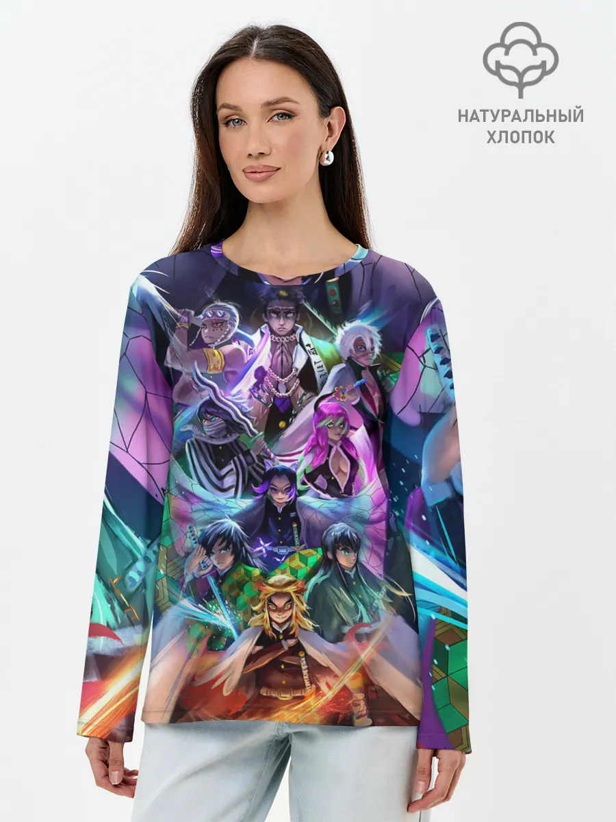 Лонгслив женский. Хлопок / Герои Demon Slayer постер