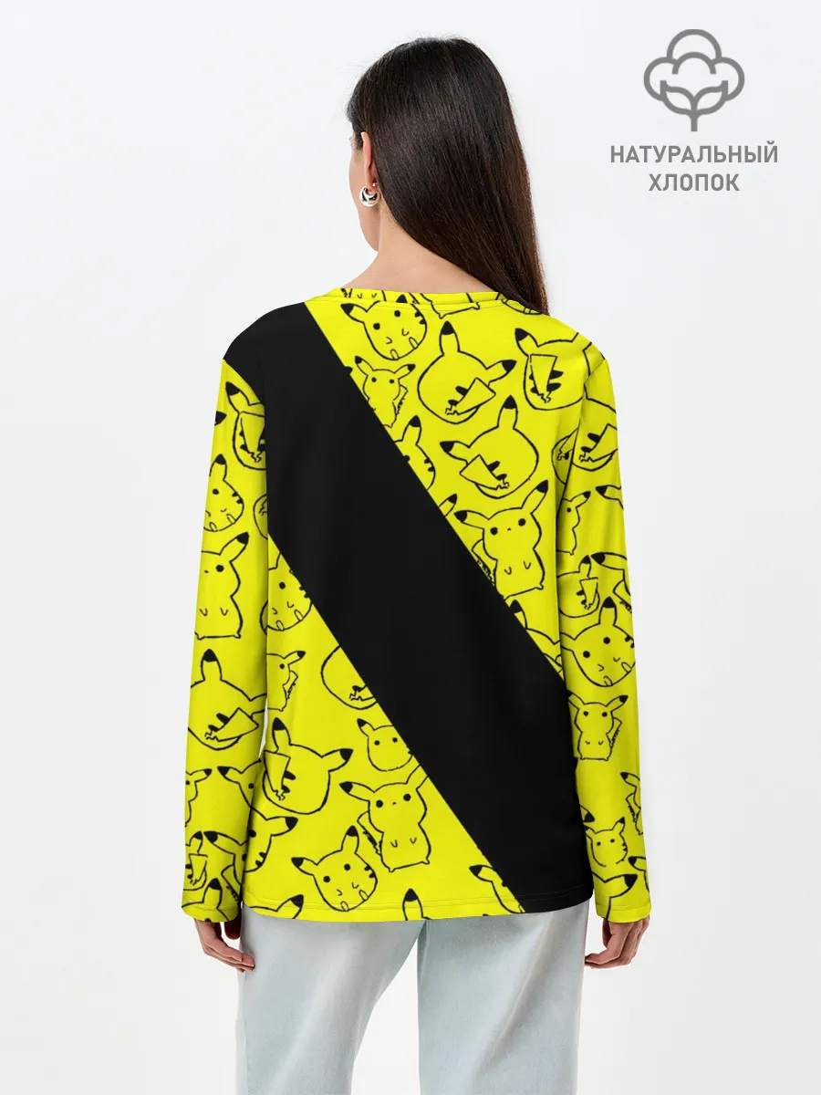 Лонгслив женский. Хлопок / Пикачу