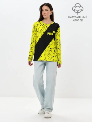 Лонгслив женский. Хлопок / Пикачу
