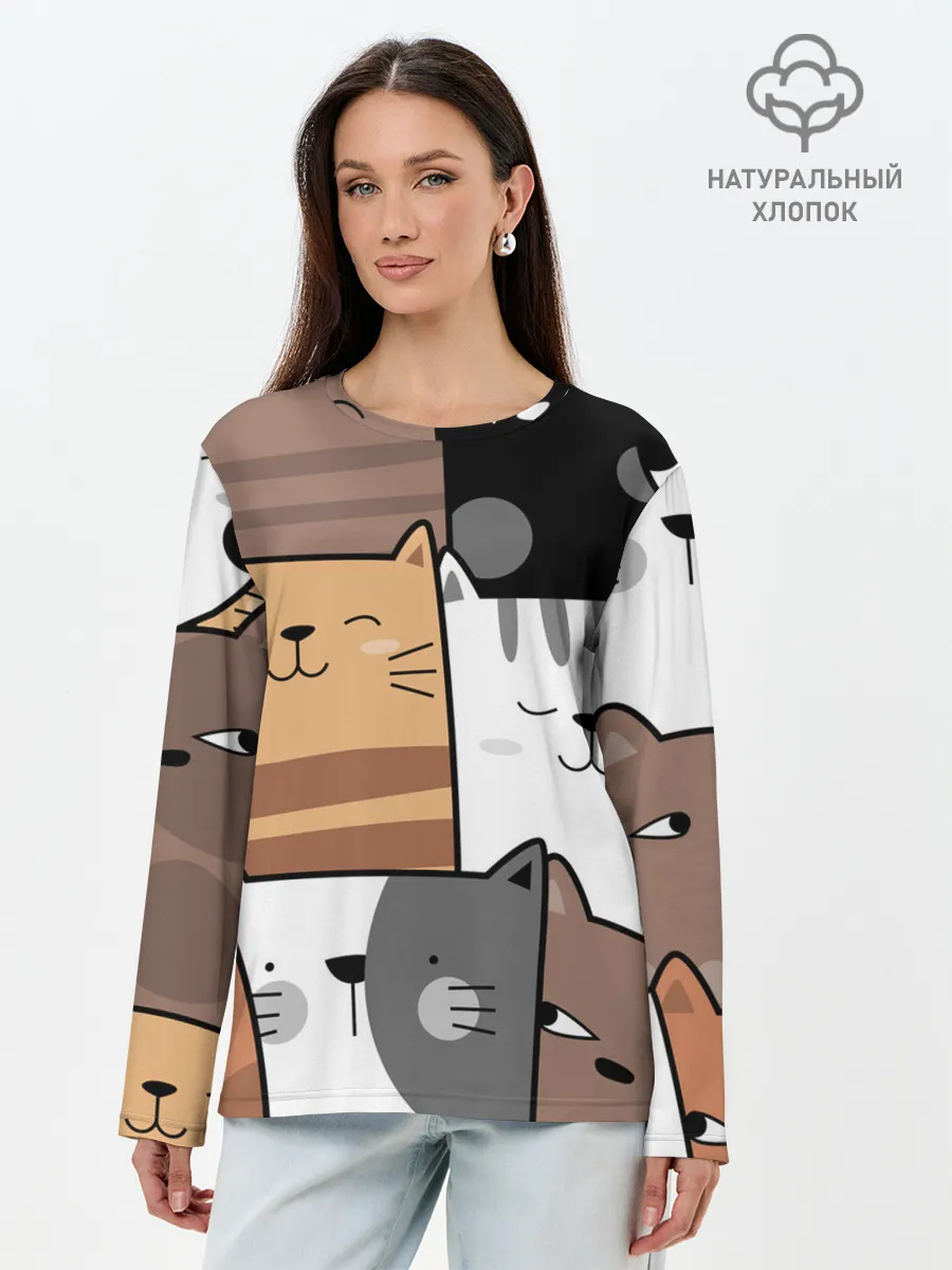 Лонгслив женский. Хлопок / КОТЕЙКИ | ПАТТЕРН