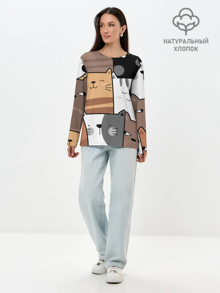 Лонгслив женский. Хлопок / КОТЕЙКИ | ПАТТЕРН