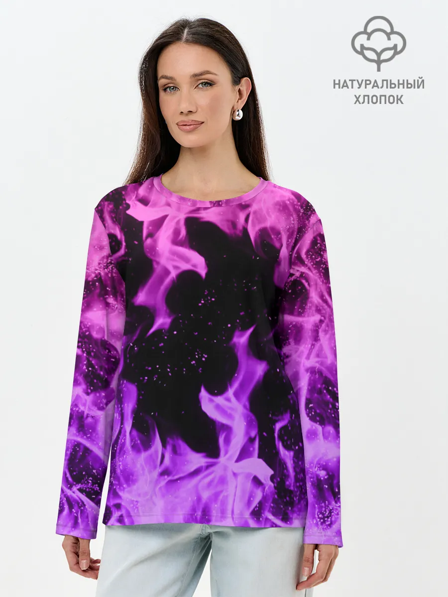 Лонгслив женский. Хлопок / ЦВЕТНОЙ ОГОНЬ | NEON FIRE