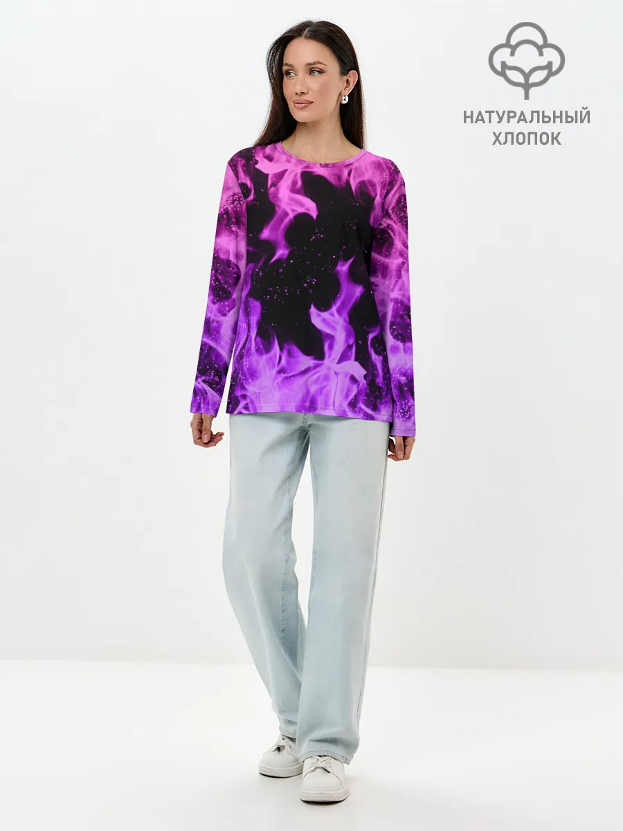 Лонгслив женский. Хлопок / ЦВЕТНОЙ ОГОНЬ | NEON FIRE