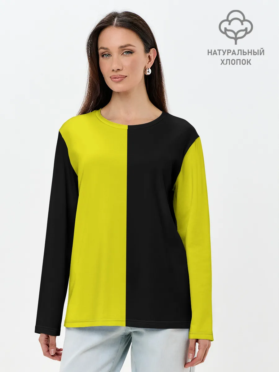 Лонгслив женский. Хлопок / BLACK YELLOW | ЧЕРНО ЖЕЛТЫЙ