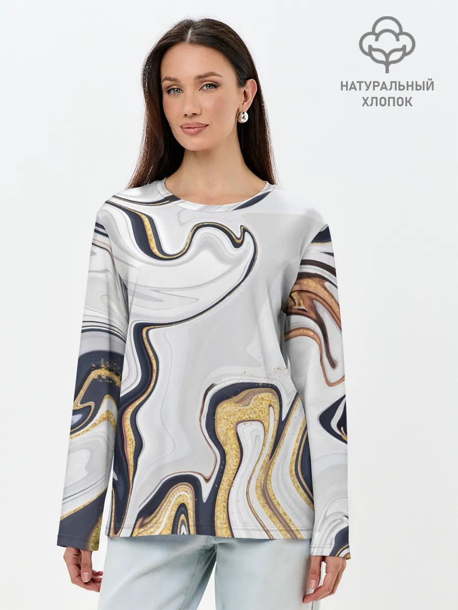 Лонгслив женский. Хлопок / Абстракция