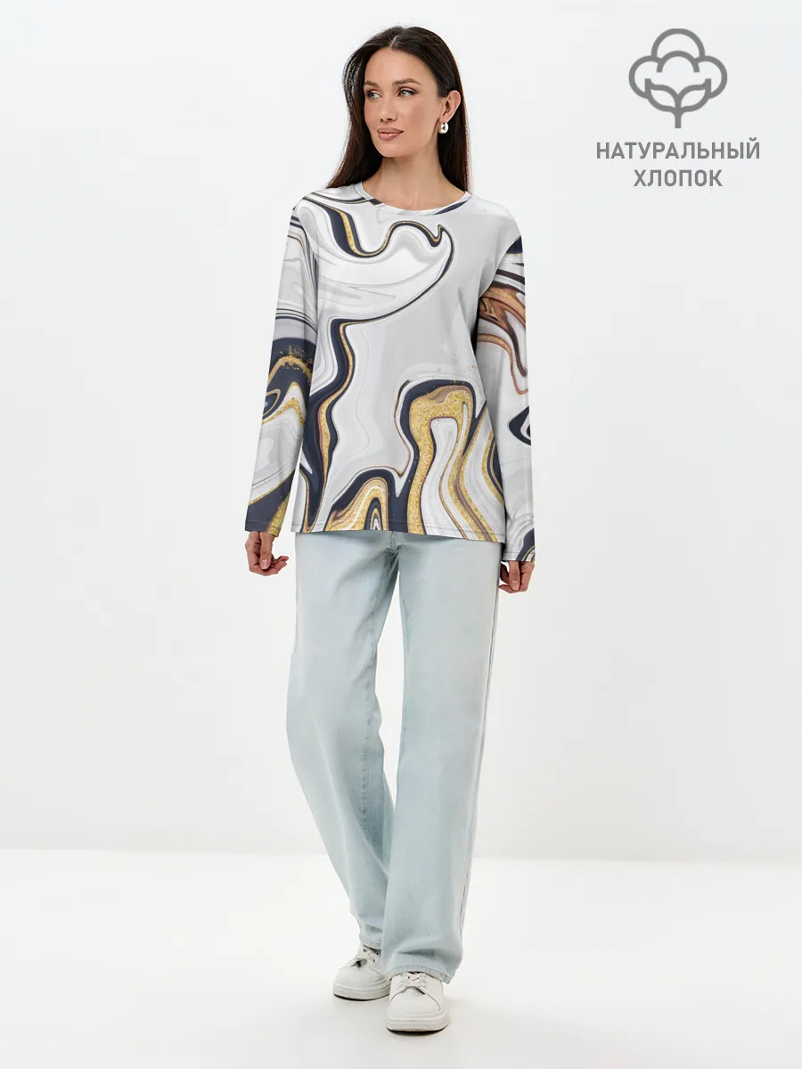Лонгслив женский. Хлопок / Абстракция