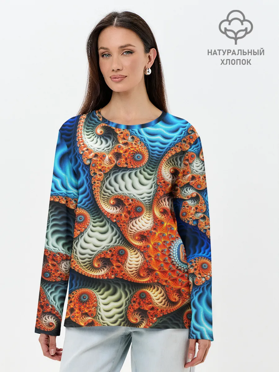 Лонгслив женский. Хлопок / Fractal illusion
