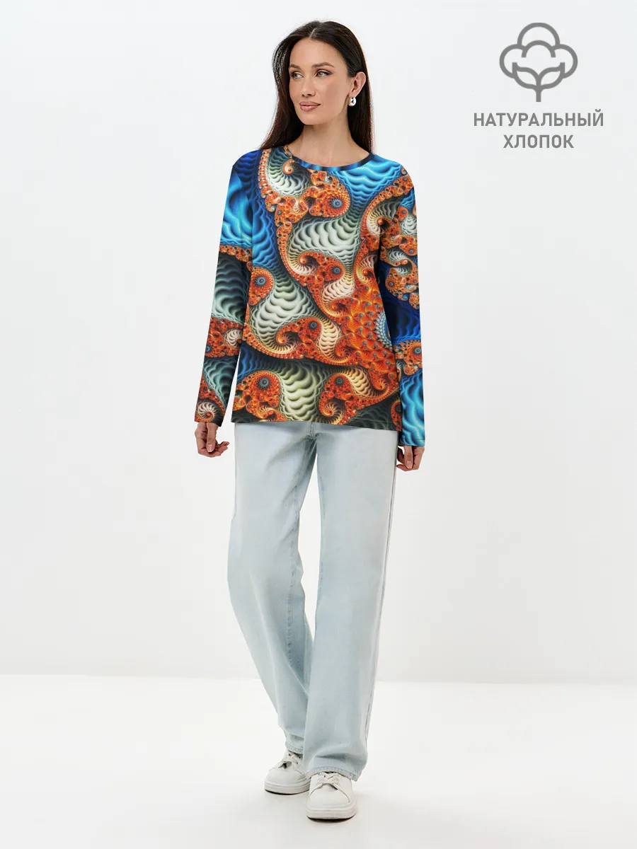 Лонгслив женский. Хлопок / Fractal illusion