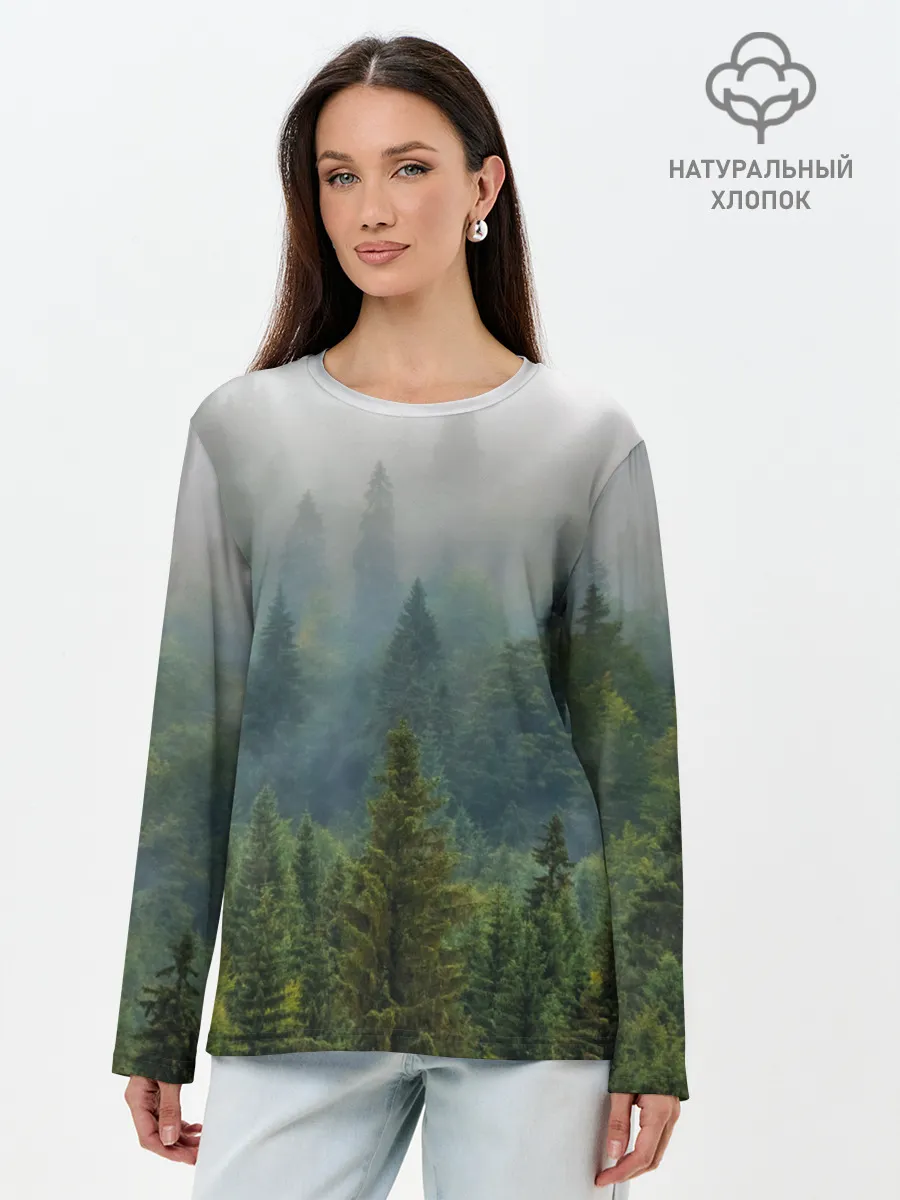 Лонгслив женский. Хлопок / Лес