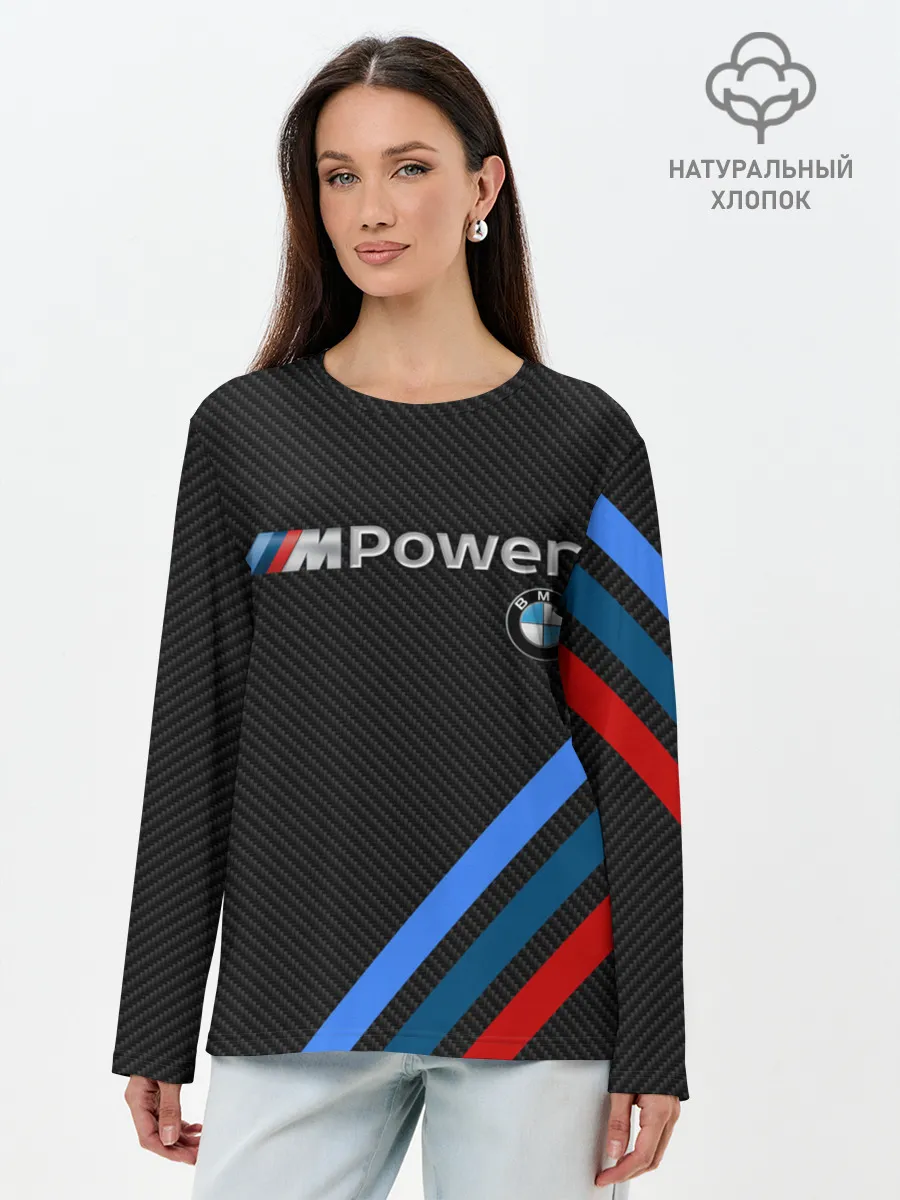 Лонгслив женский. Хлопок / BMW POWER CARBON