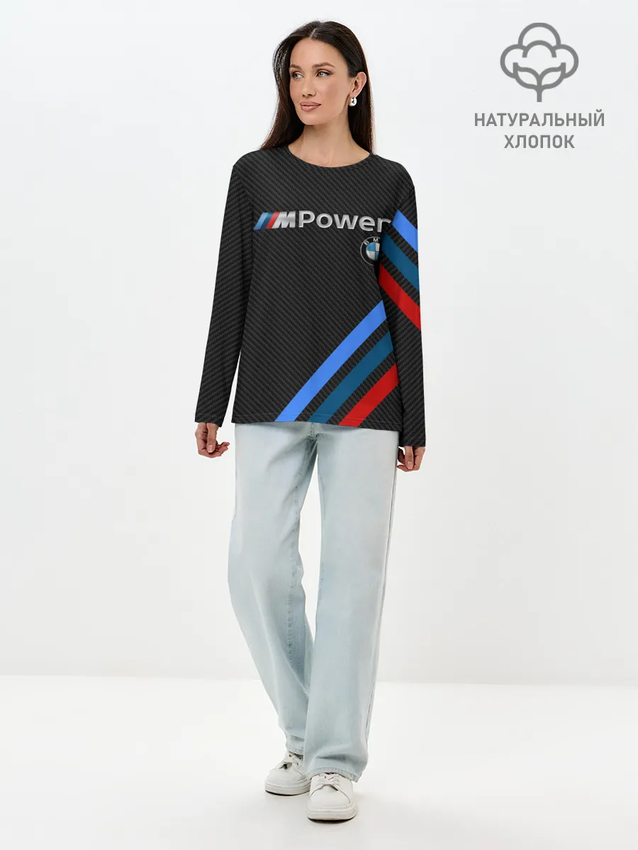 Лонгслив женский. Хлопок / BMW POWER CARBON