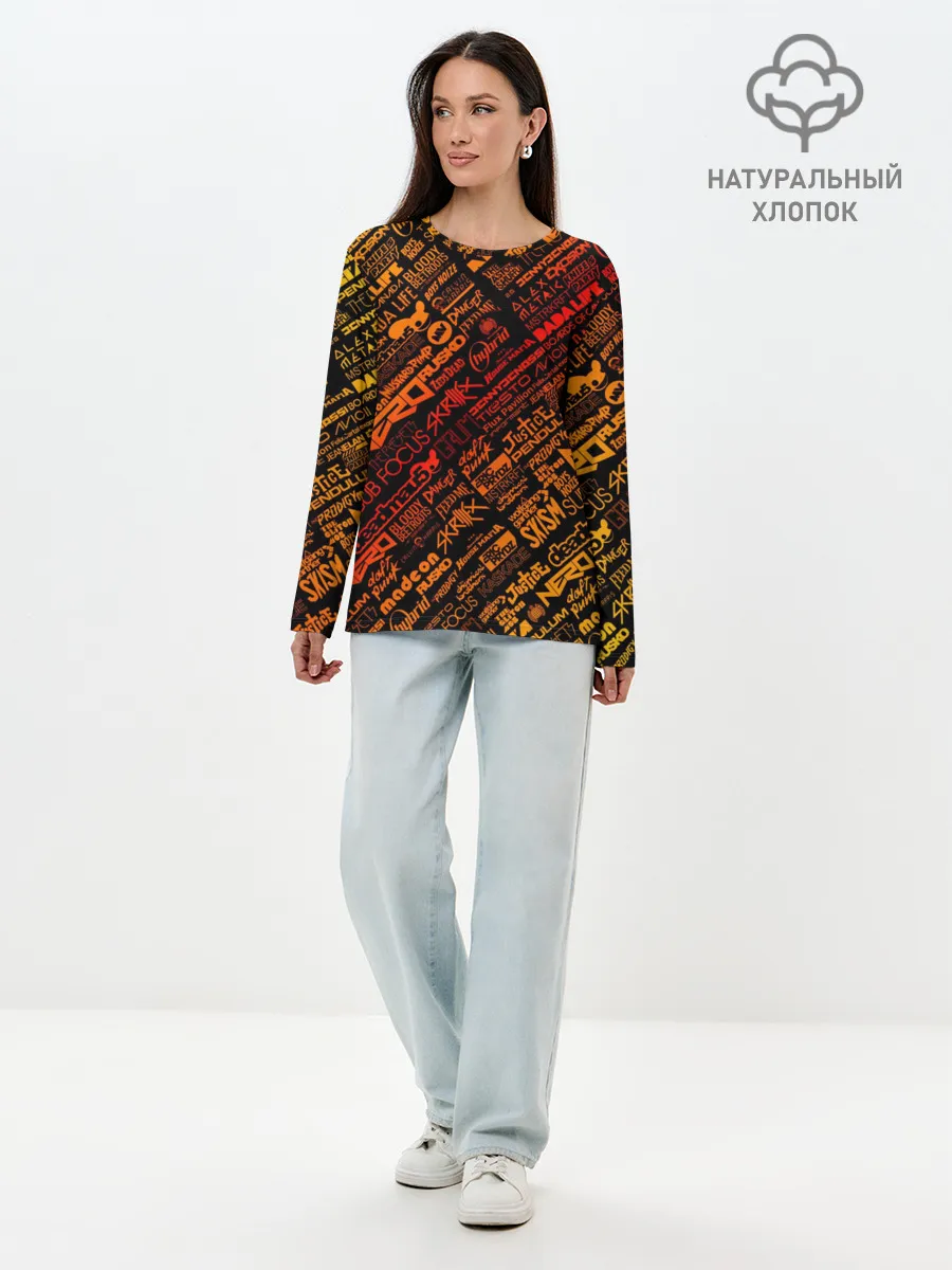 Лонгслив женский. Хлопок / Музыкальные бренды