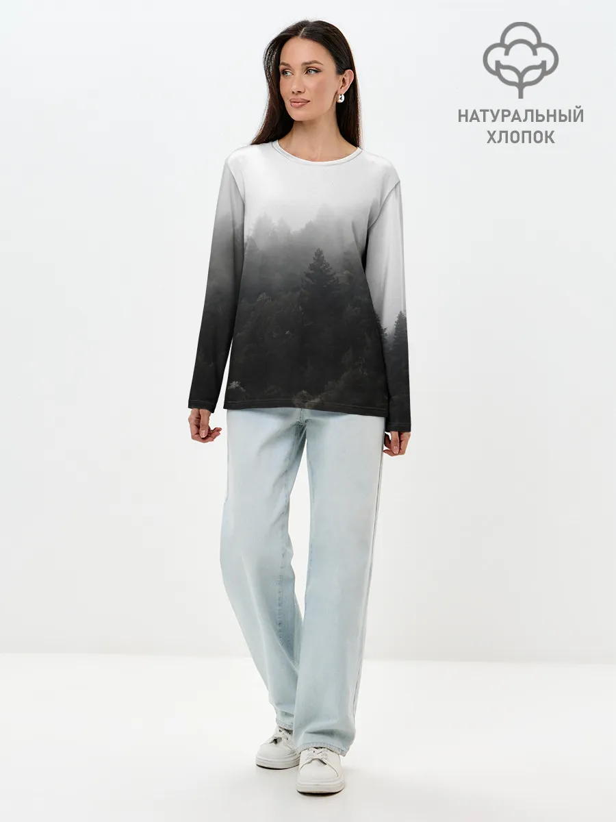 Лонгслив женский. Хлопок / Лес