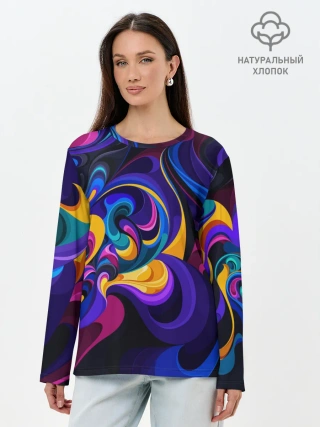 Лонгслив женский. Хлопок / ABSTRACT COLOR