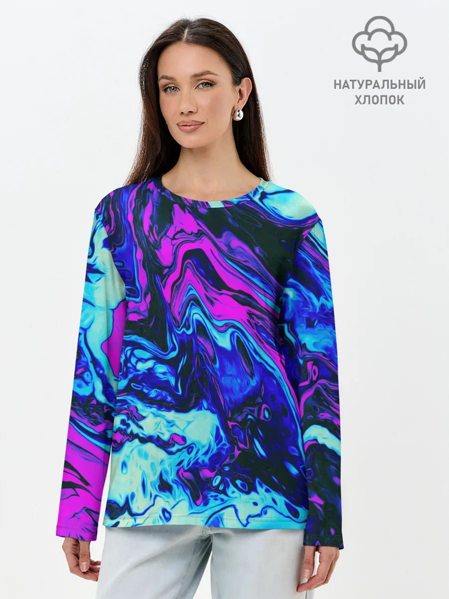 Лонгслив женский. Хлопок / DIGITAL ABSTRACT