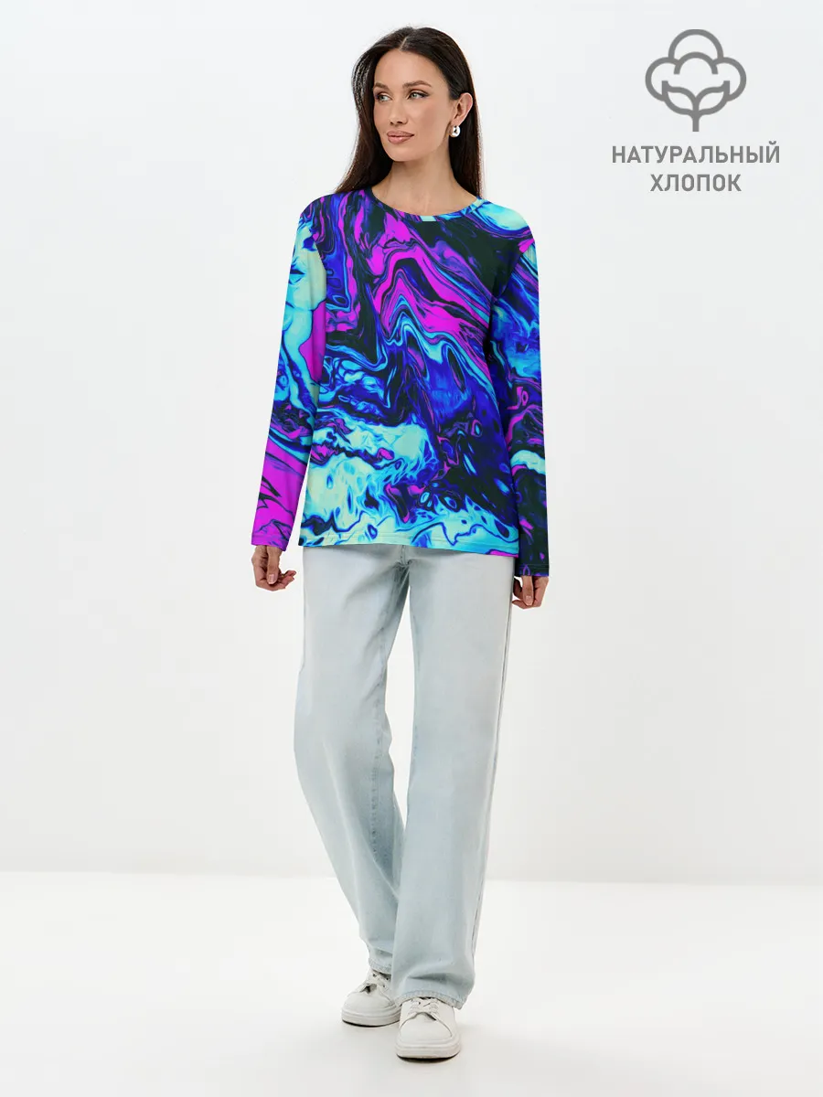 Лонгслив женский. Хлопок / DIGITAL ABSTRACT