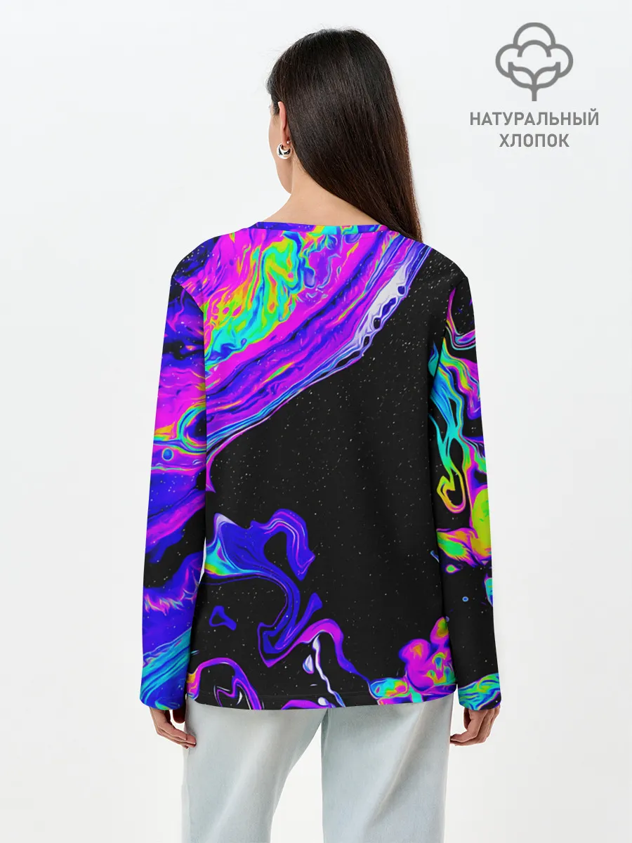 Лонгслив женский. Хлопок / DIGITAL ABSTRACT
