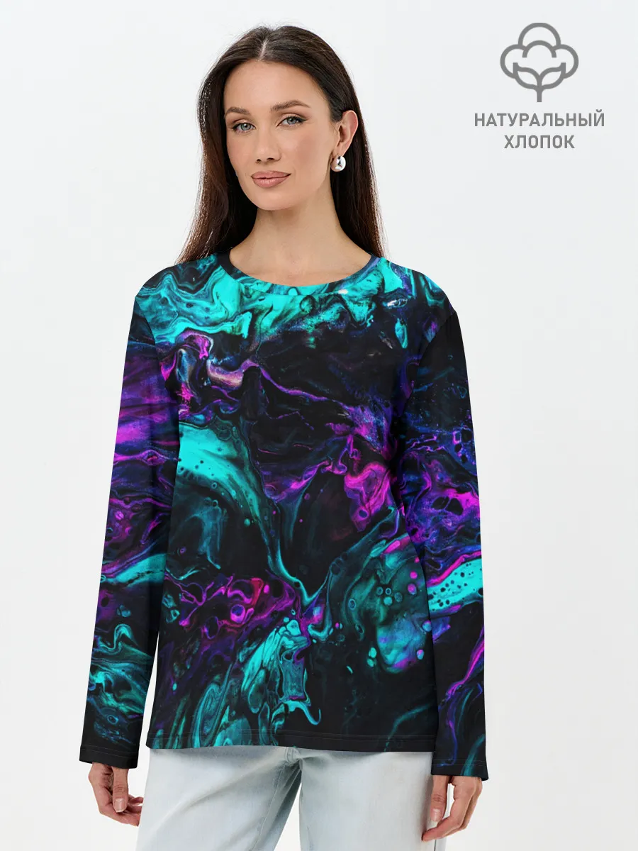 Лонгслив женский. Хлопок / НЕОНОВАЯ АБСТРАКЦИЯ | NEON
