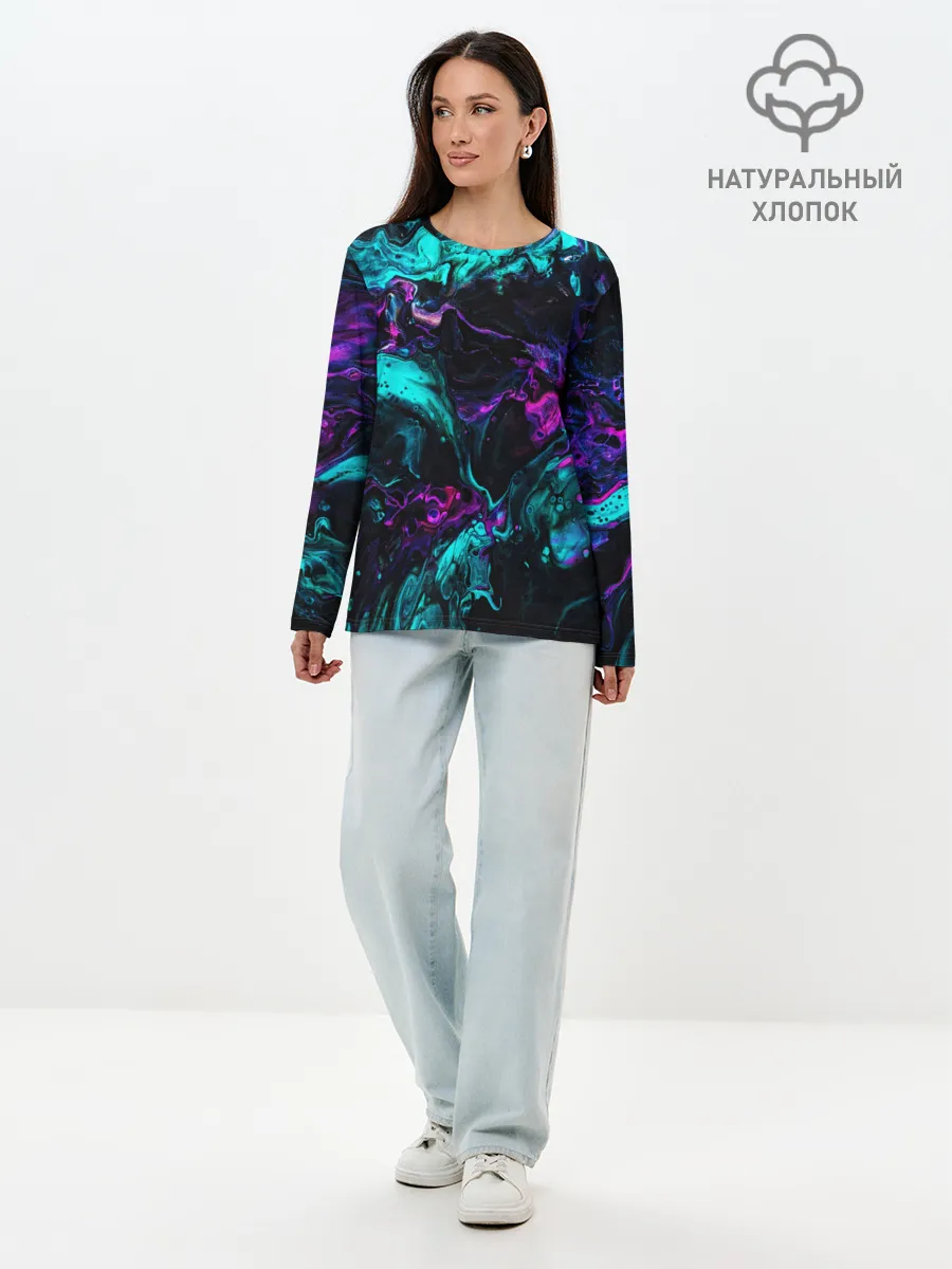 Лонгслив женский. Хлопок / НЕОНОВАЯ АБСТРАКЦИЯ | NEON