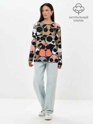 Лонгслив женский. Хлопок / Серьезные псы